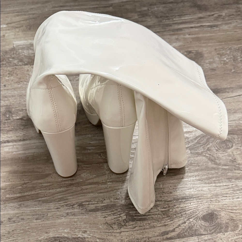 Fashion Nova White Heeled Boots - Picture 3 of 7